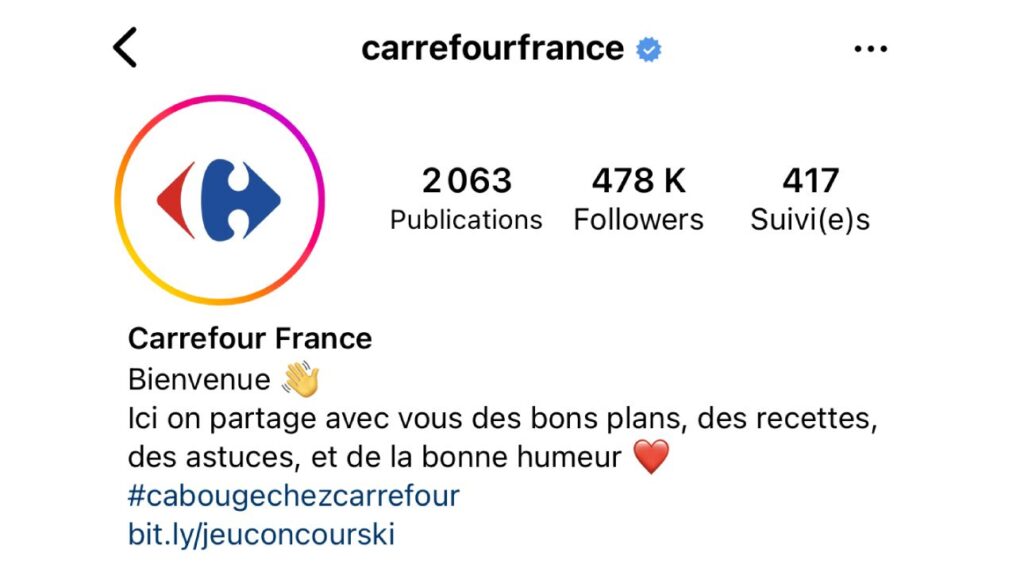 Biographie Instagram Carrefour France