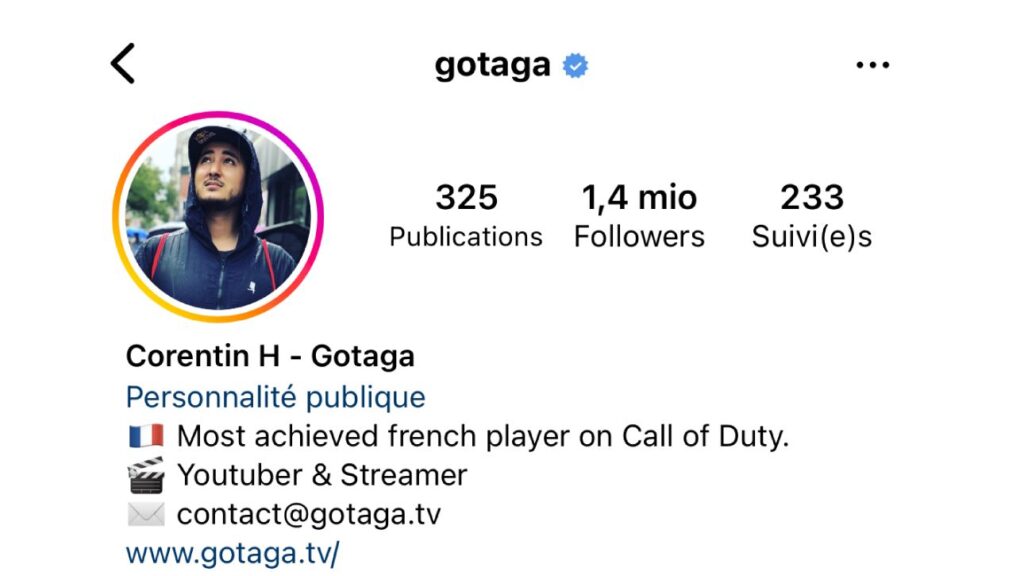 Biographie Instagram Gotaga