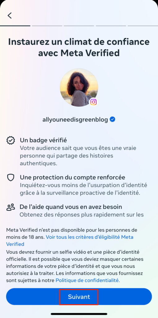 certifier compte instagram badge bleu