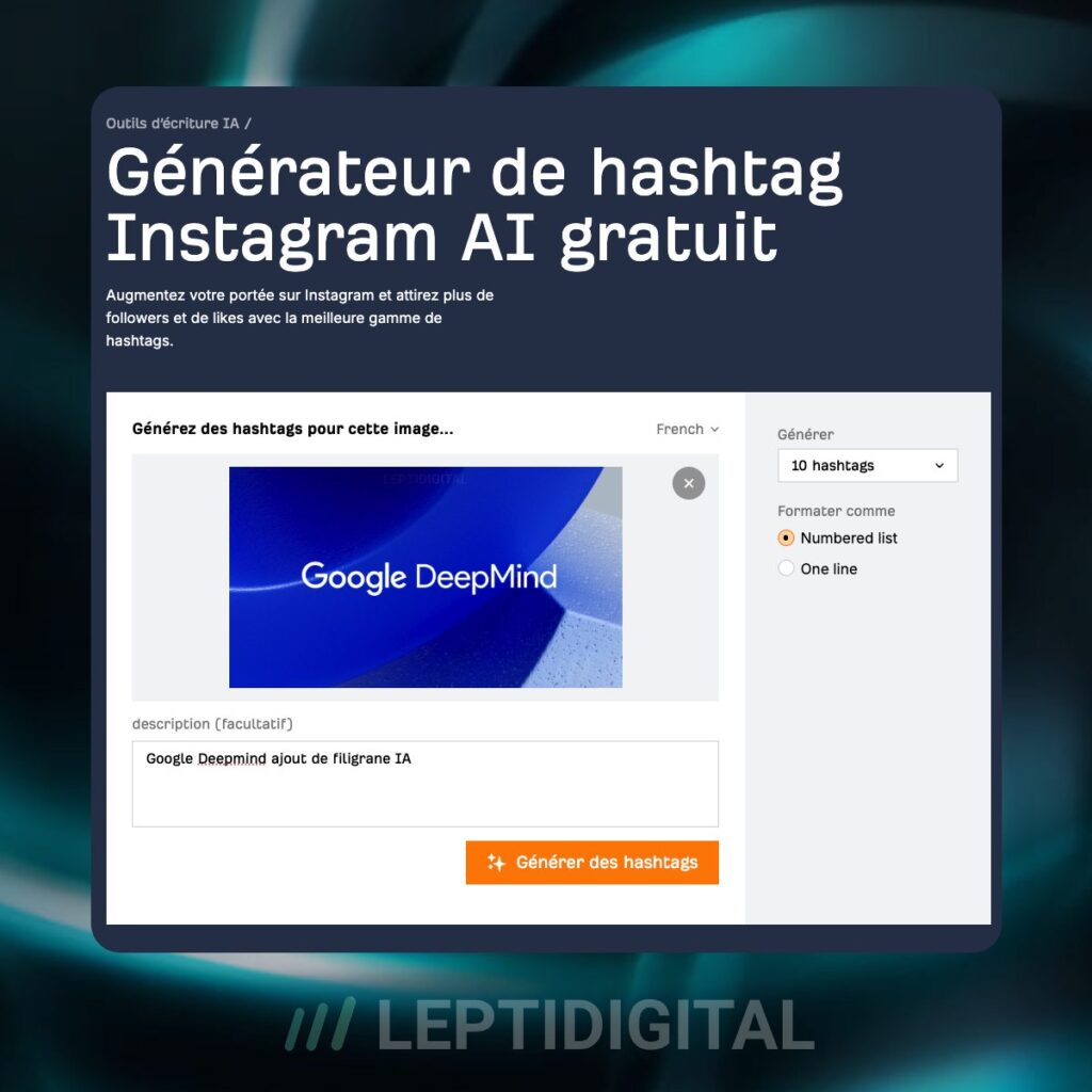 Aperçu du générateurs de hashtags populaires d'Ahrefs