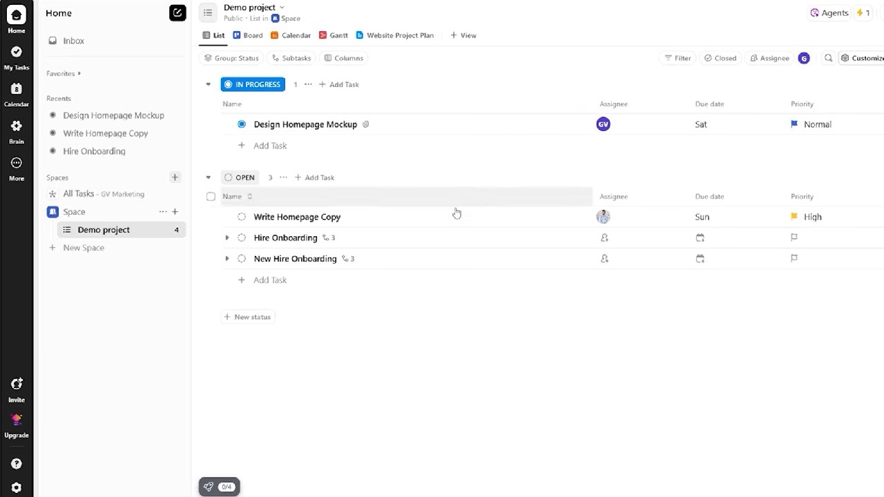 Clickup - Aperçu outils de collaboration