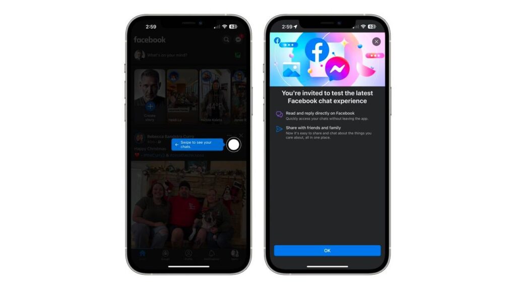 Aperçu de la manière dont Meta souhaite réintégrer Messenger à l'interface Facebook