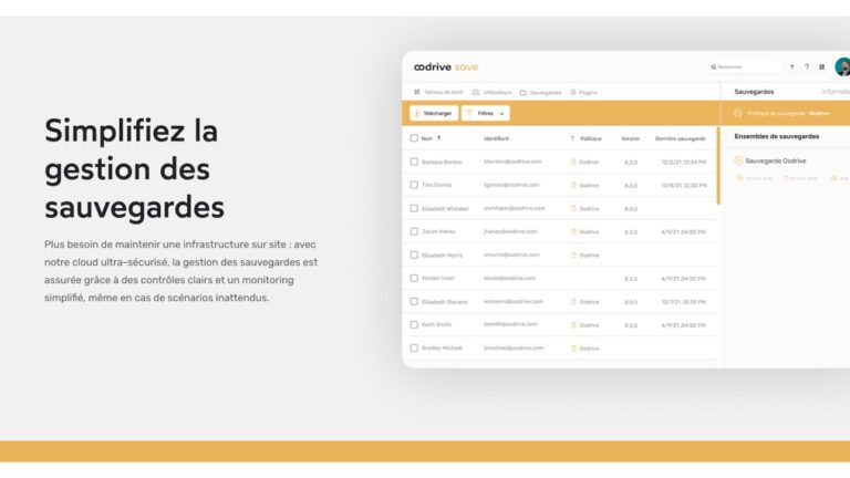 Gestion des sauvegardes Oodrive