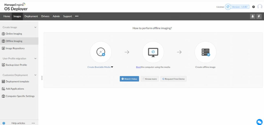 Manage engine OS deployer