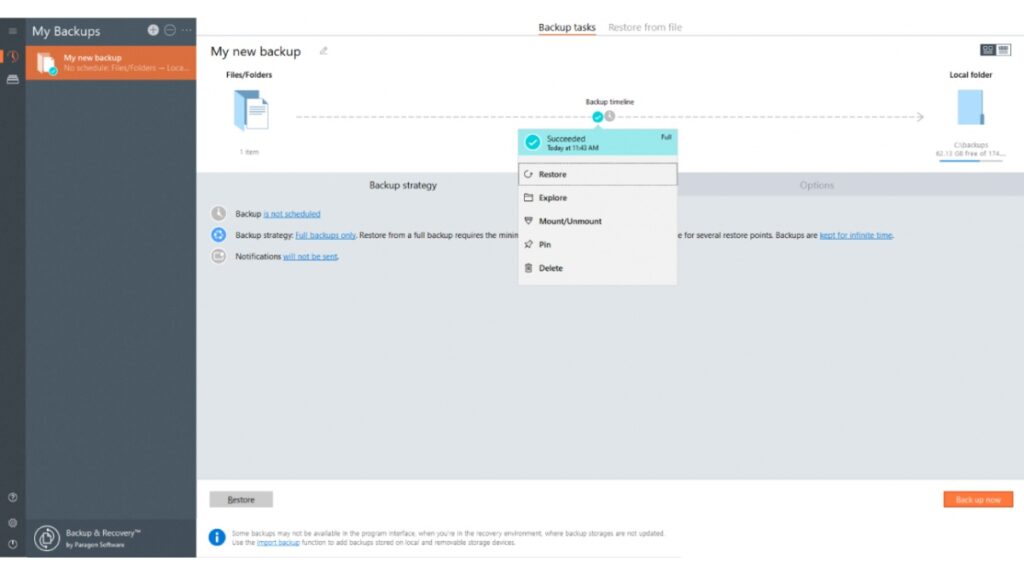 Lancer des sauvegardes complètes avec Paragon Backup & Recovery