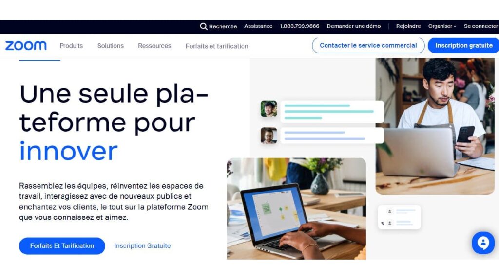 Aperçu du site internet de Zoom