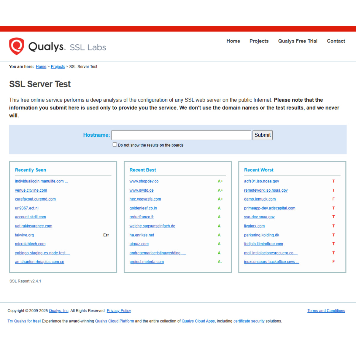 site web SSL Server Test by Qualys