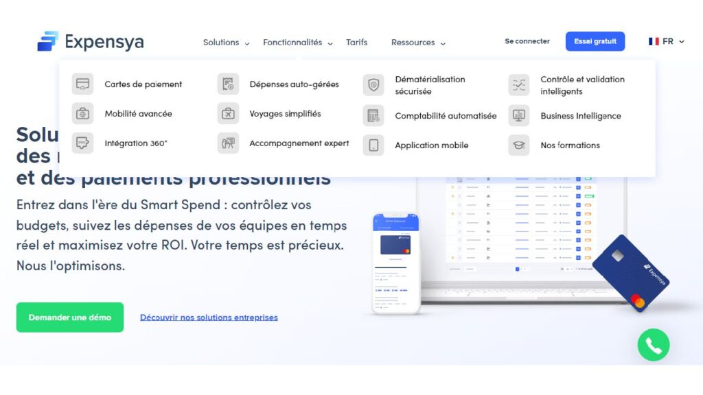 Fonctionnalités proposées par le logiciel Expensya