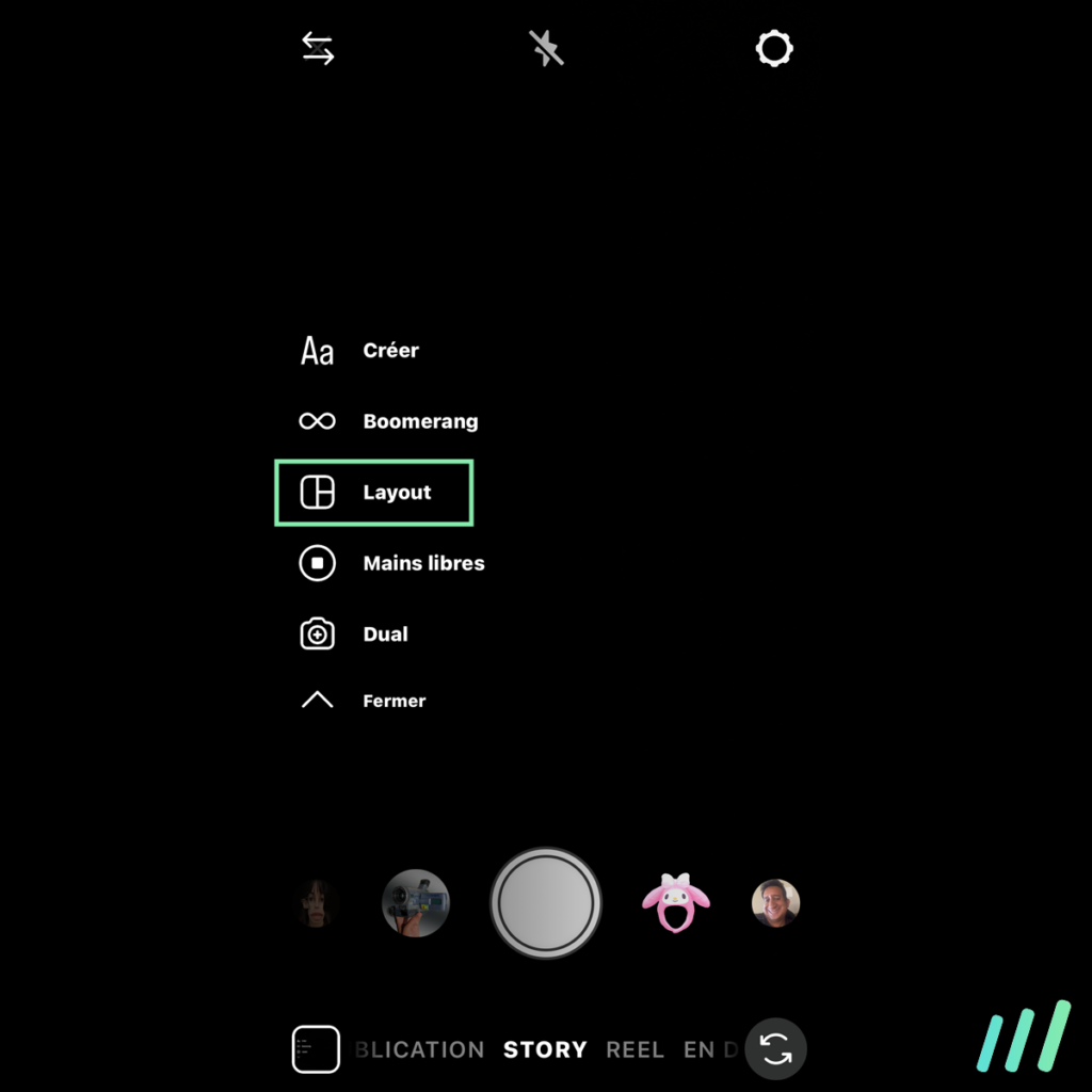 layout instagram fonctionnalité