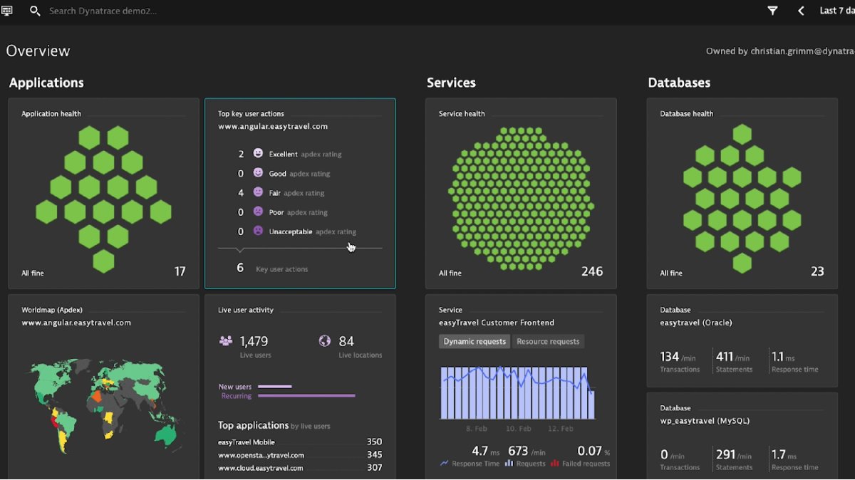 Aperçu de l’interface de Dynatrace