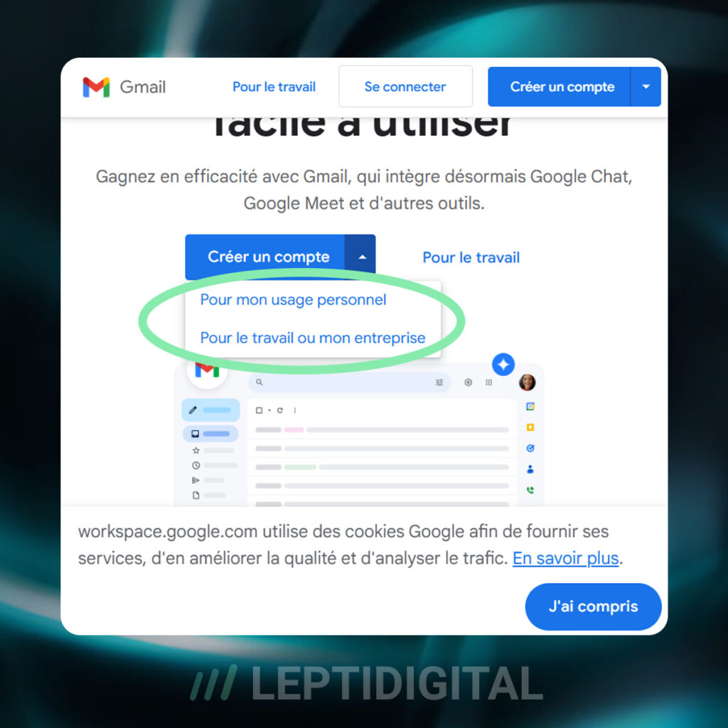 compte pour qui gmail