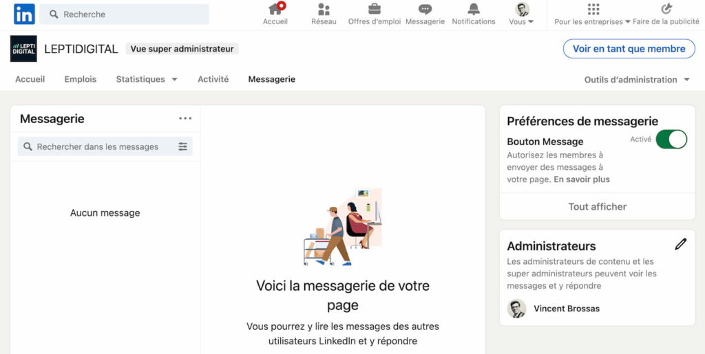 Messagerie LinkedIn Pages