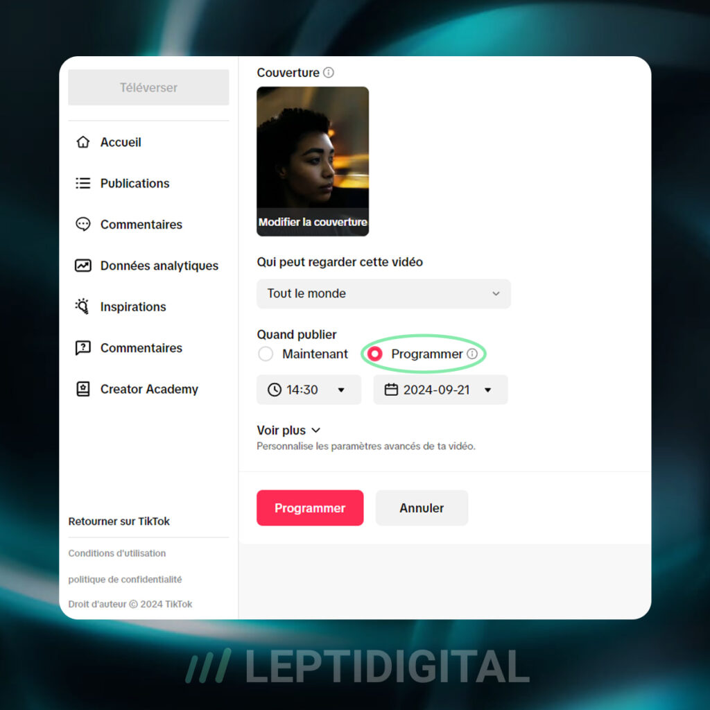 programmer vidéo tiktok