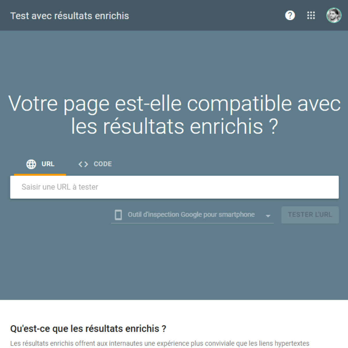 test avec résultats enrichis google