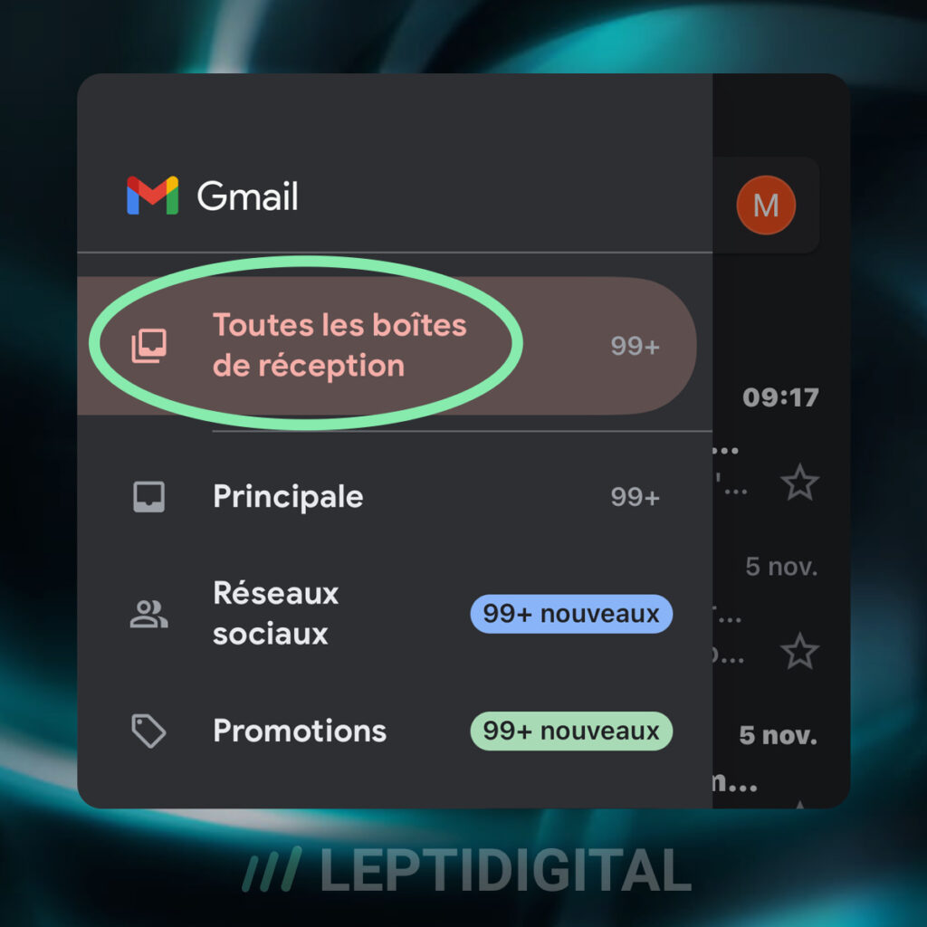 toutes les boites de réception