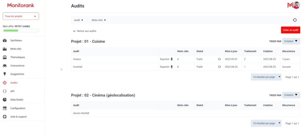 Audits Monitorank