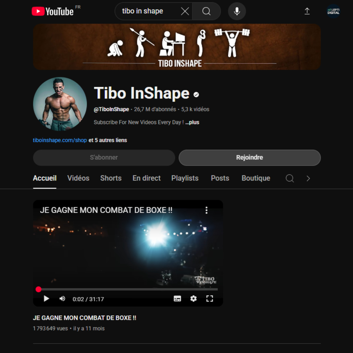 chaine youtube tiboinshape