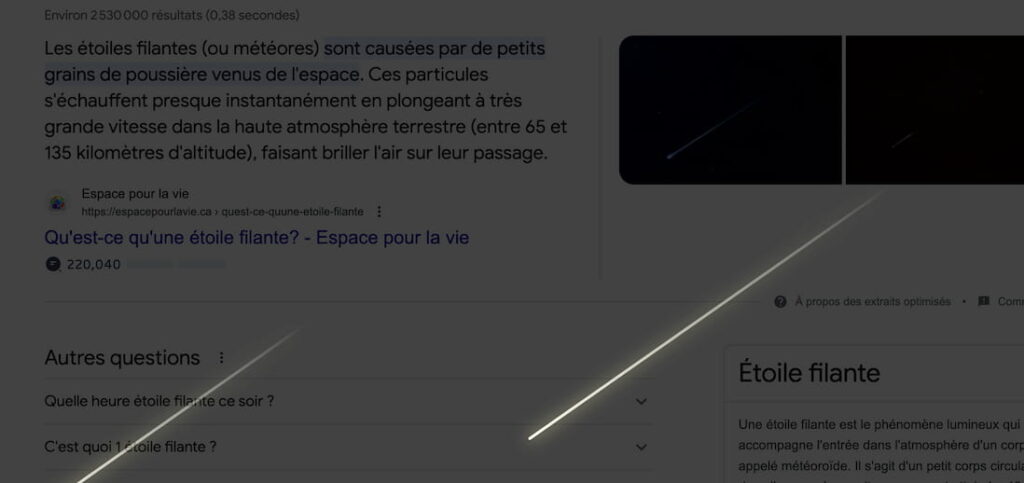 étoile filante easter egg google
