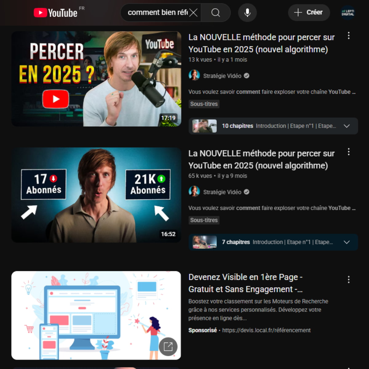 exemple miniature titre référencement youtube