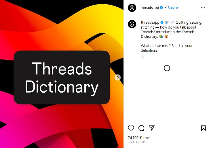 پست اینستاگرام "فرهنگ لغت" در حساب Threads