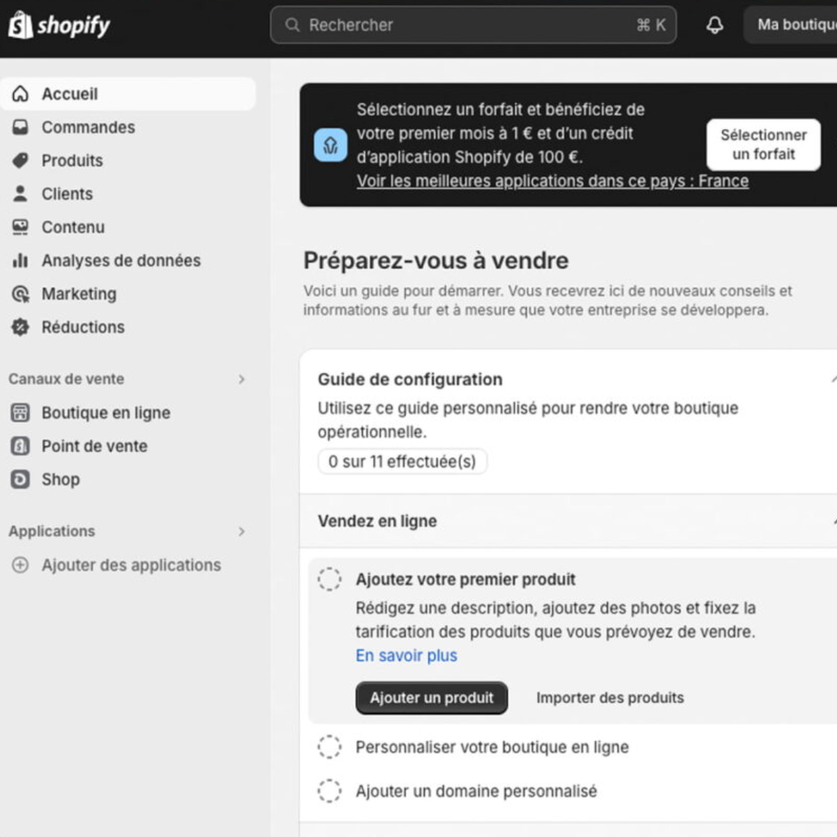 shopify interface