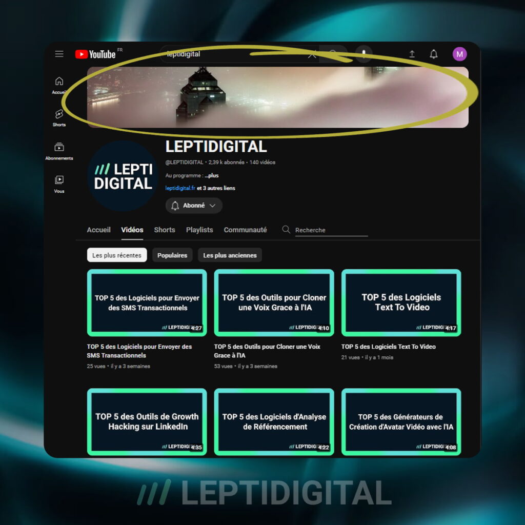 La bannière Youtube Leptidigital