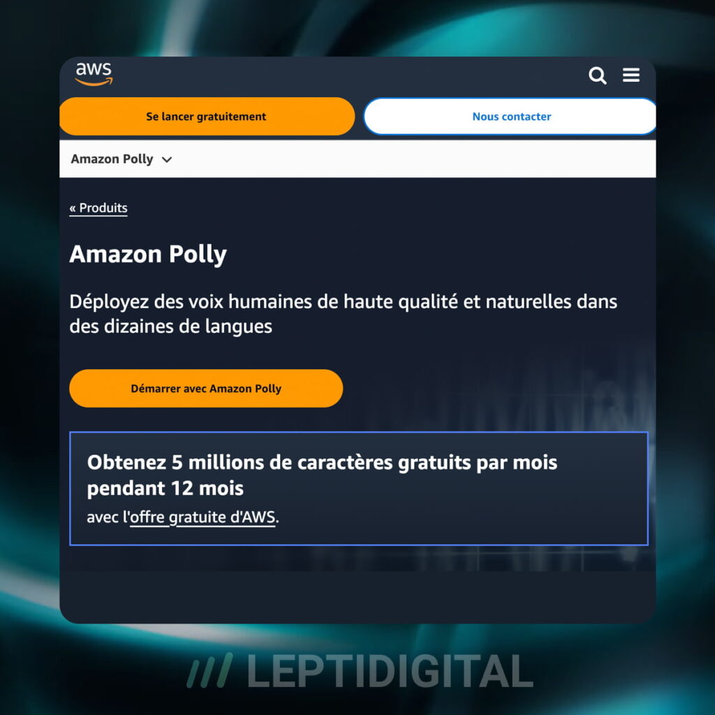 Amazon Polly Outil Synthèse Vocal IA