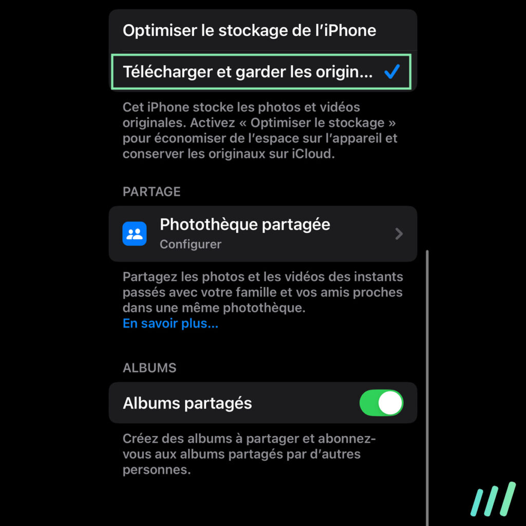 garder images originales iphone