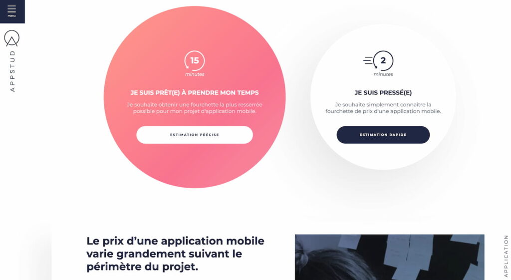 Simulateur en ligne de prix d'application mobile par AppStud