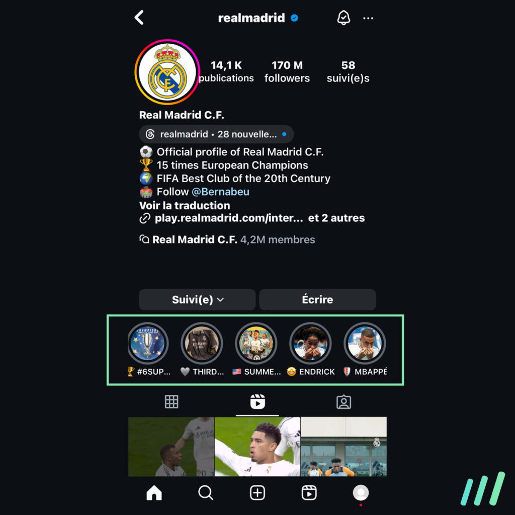 exemple compte stories à la une