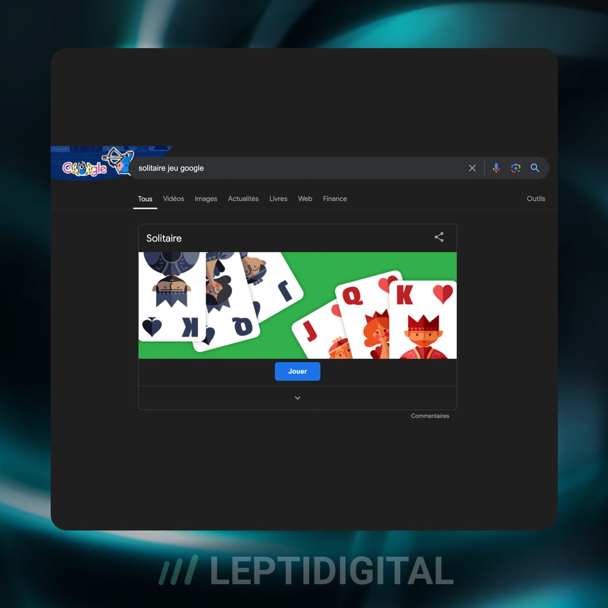 Solitaire Jeu Cache Google
