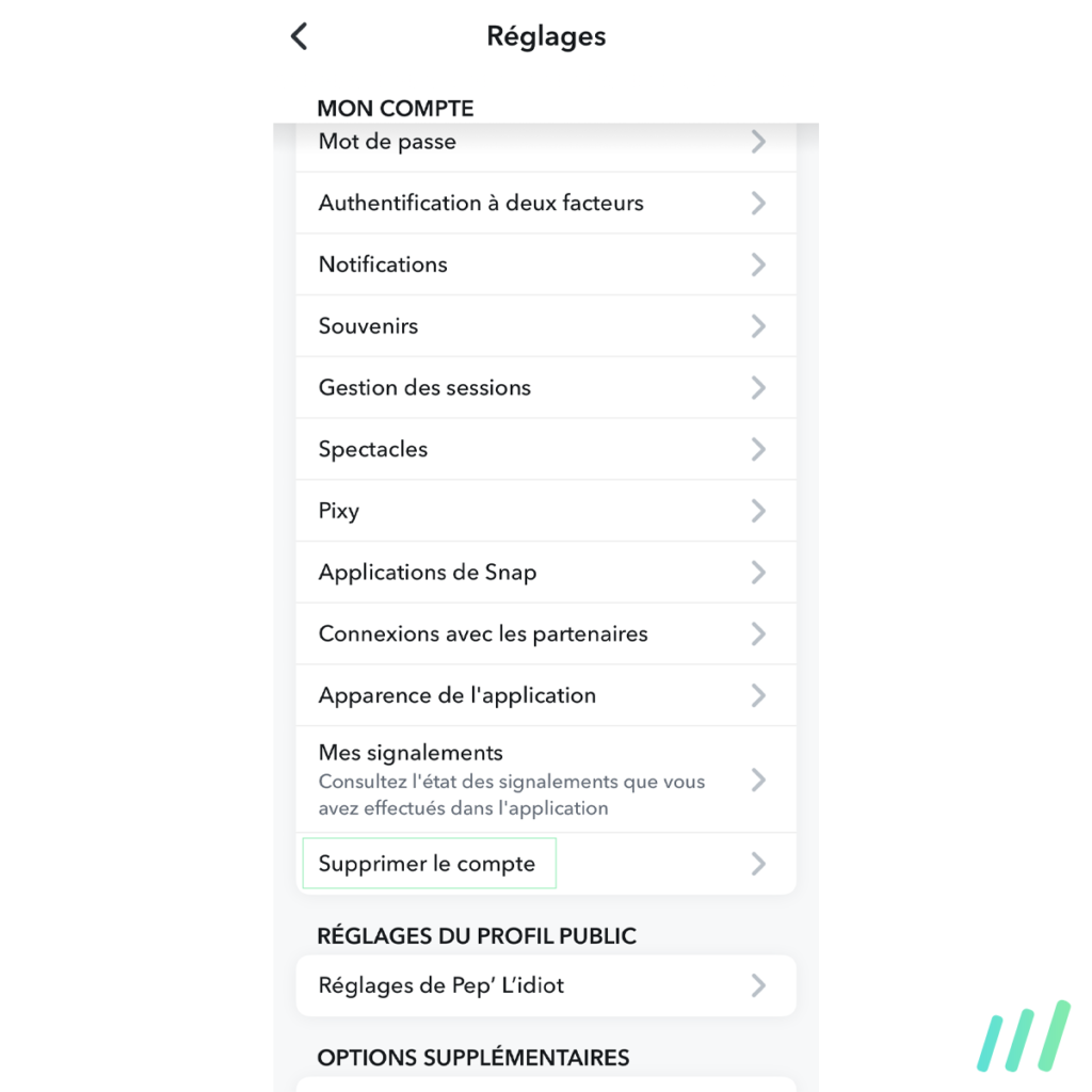 supprimer compte snapchat
