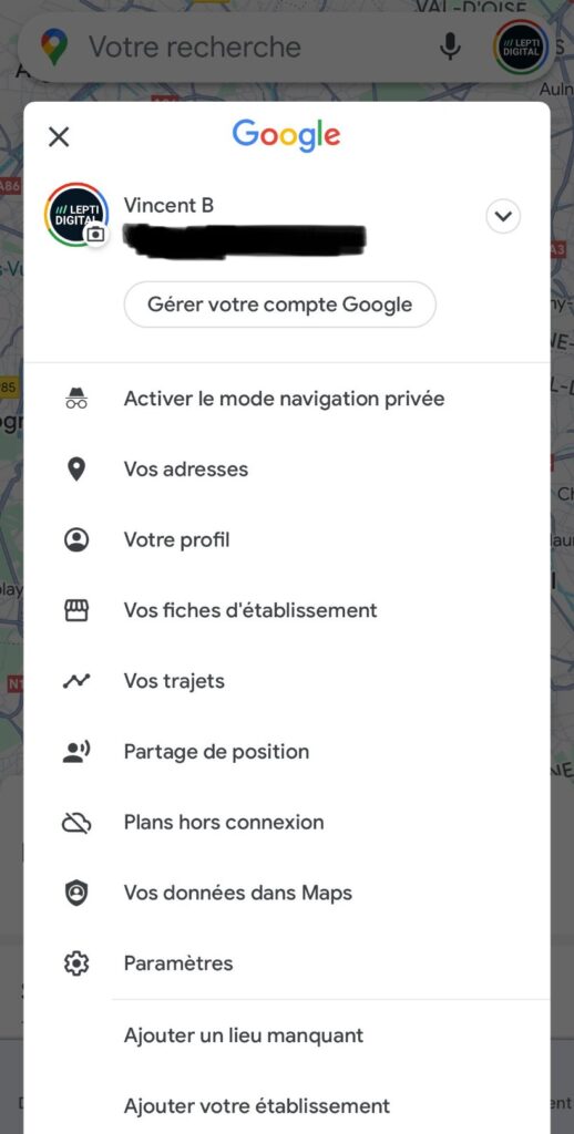 Accès aux cartes téléchargées dans Google Maps