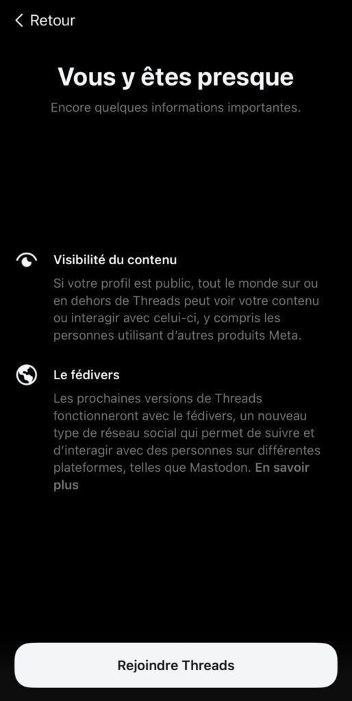 Configurer la visibilité du compte Threads