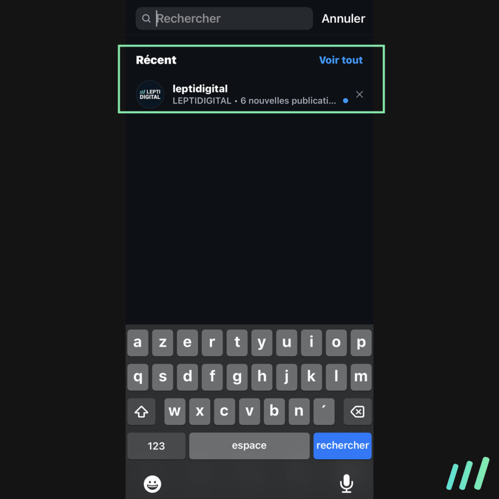 historique recherche instagram