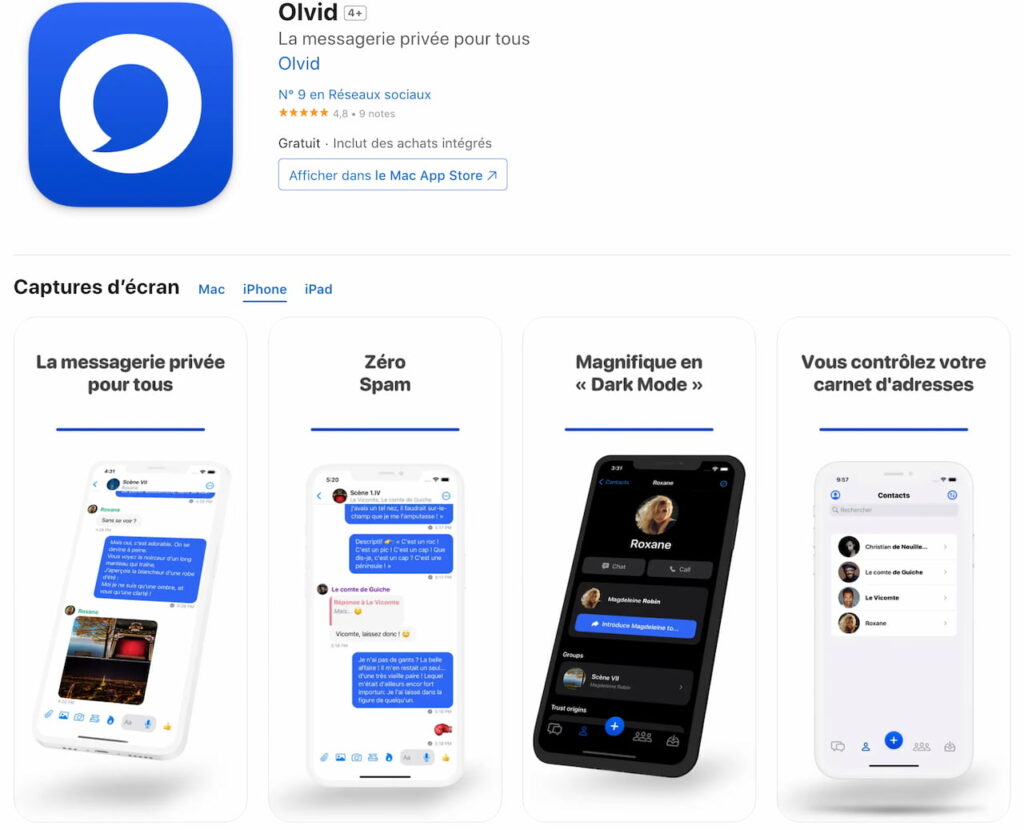 Olvid Application de messagerie compatible iPhone, iPad et Macbook