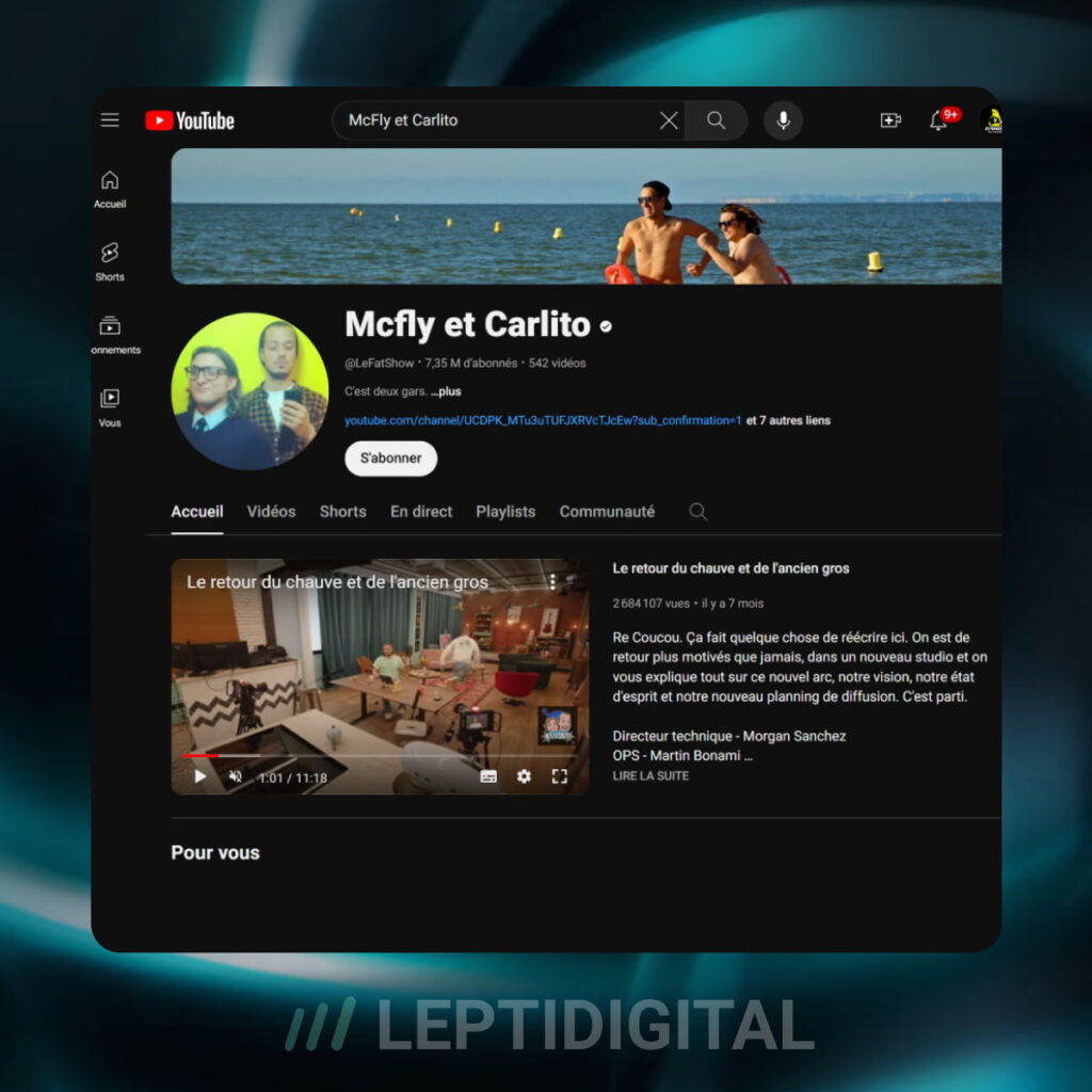 Chaîne YouTube McFly et Carlito