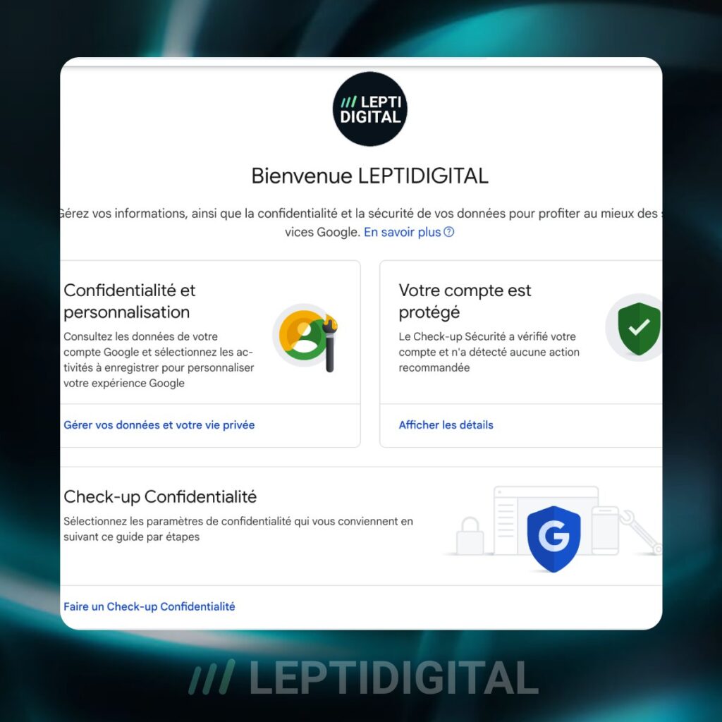 Aperçu des paramètres personnalisés - Compte Google
