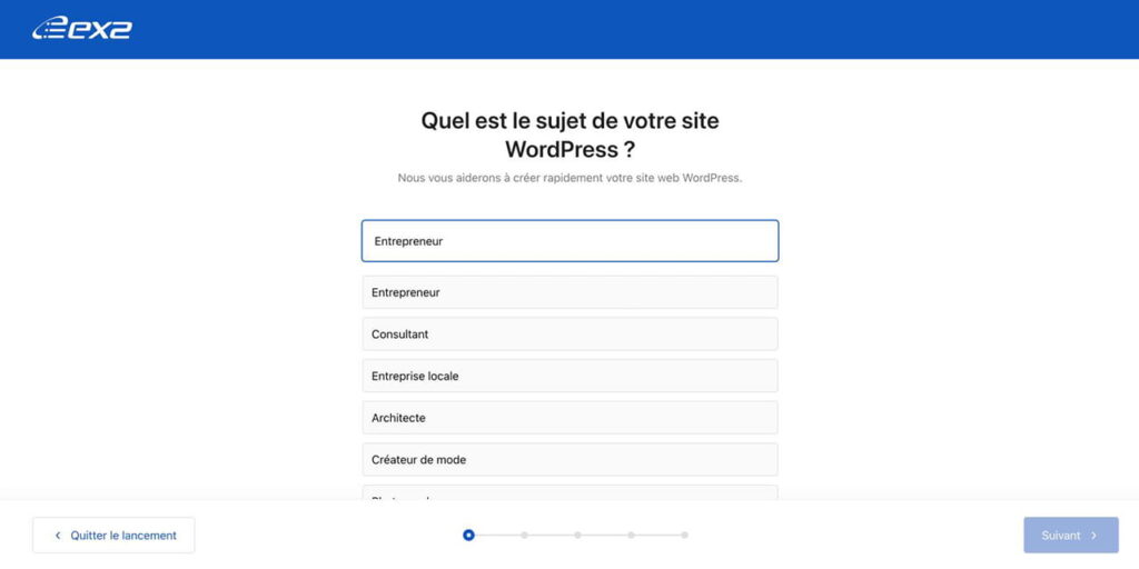 Création Site WordPress avec l'hébergeur EX2
