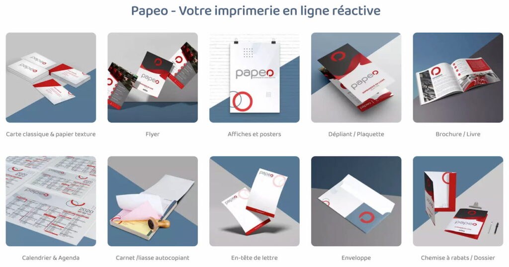 Impression en ligne - gamme de services