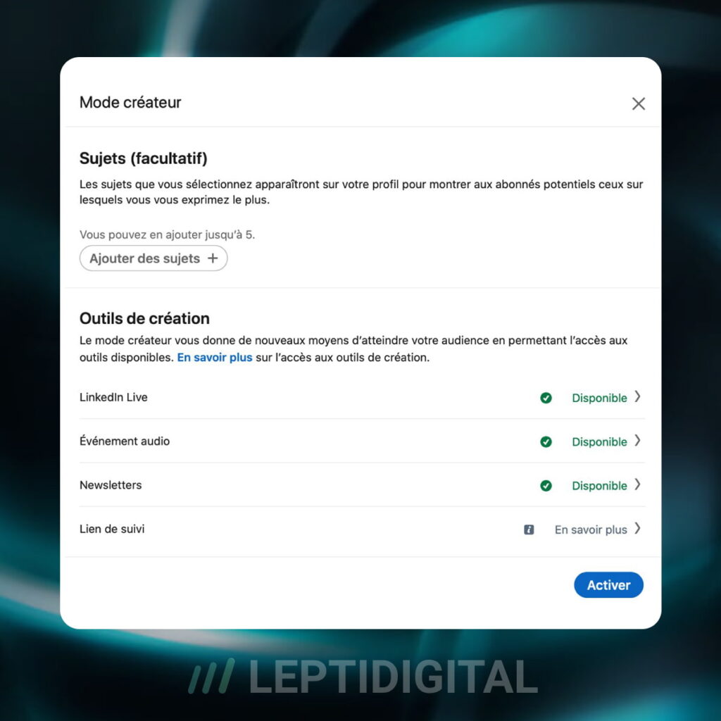 Fin du Mode Créateur LinkedIn