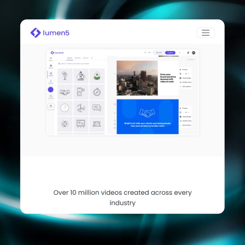 site web Lumen5 et son interface