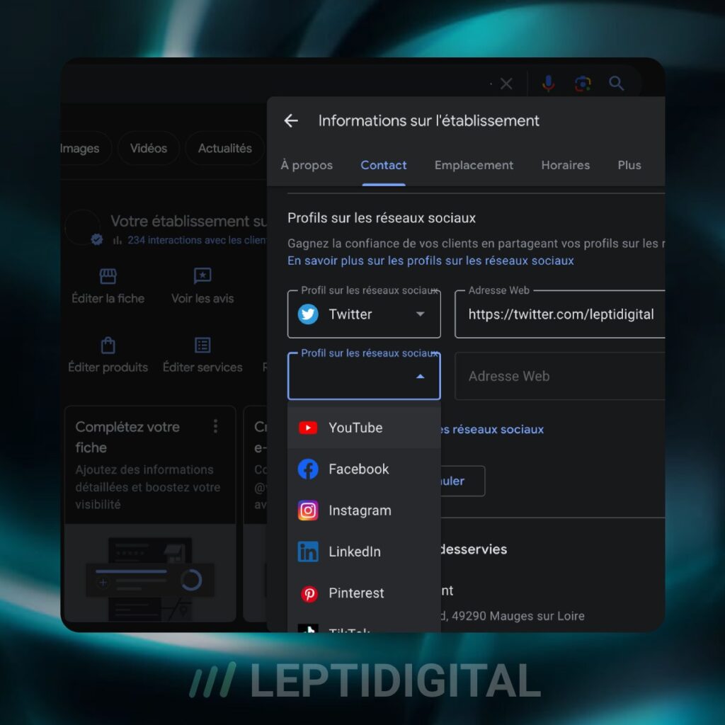 Voici comment
ajouter vos réseaux sociaux sur une fiche Google Profile Business