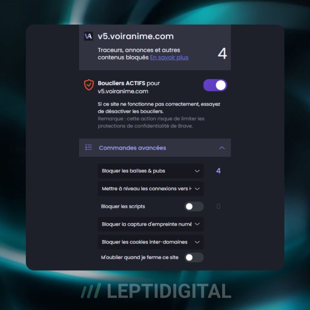 Interface de Brave