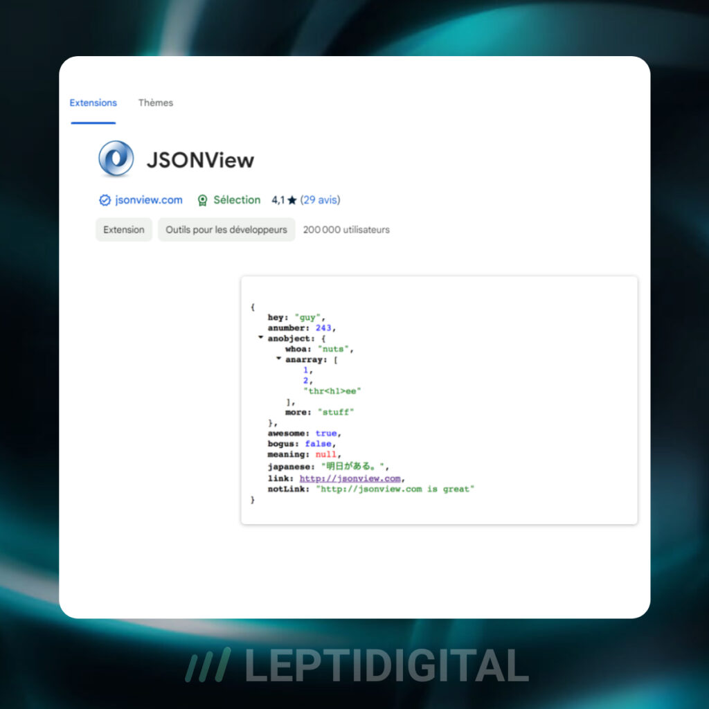 Extention chrome JSONView