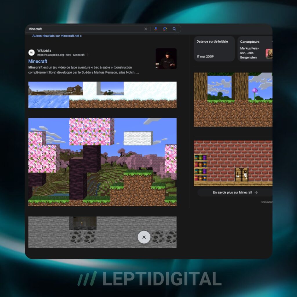 Aperçu de l'easter egg Minecraft