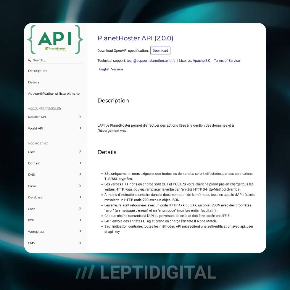 PlanetHoster API