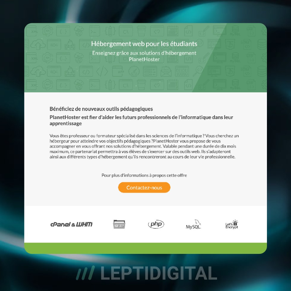 PlanetHoster Hébergement Web Étudiant