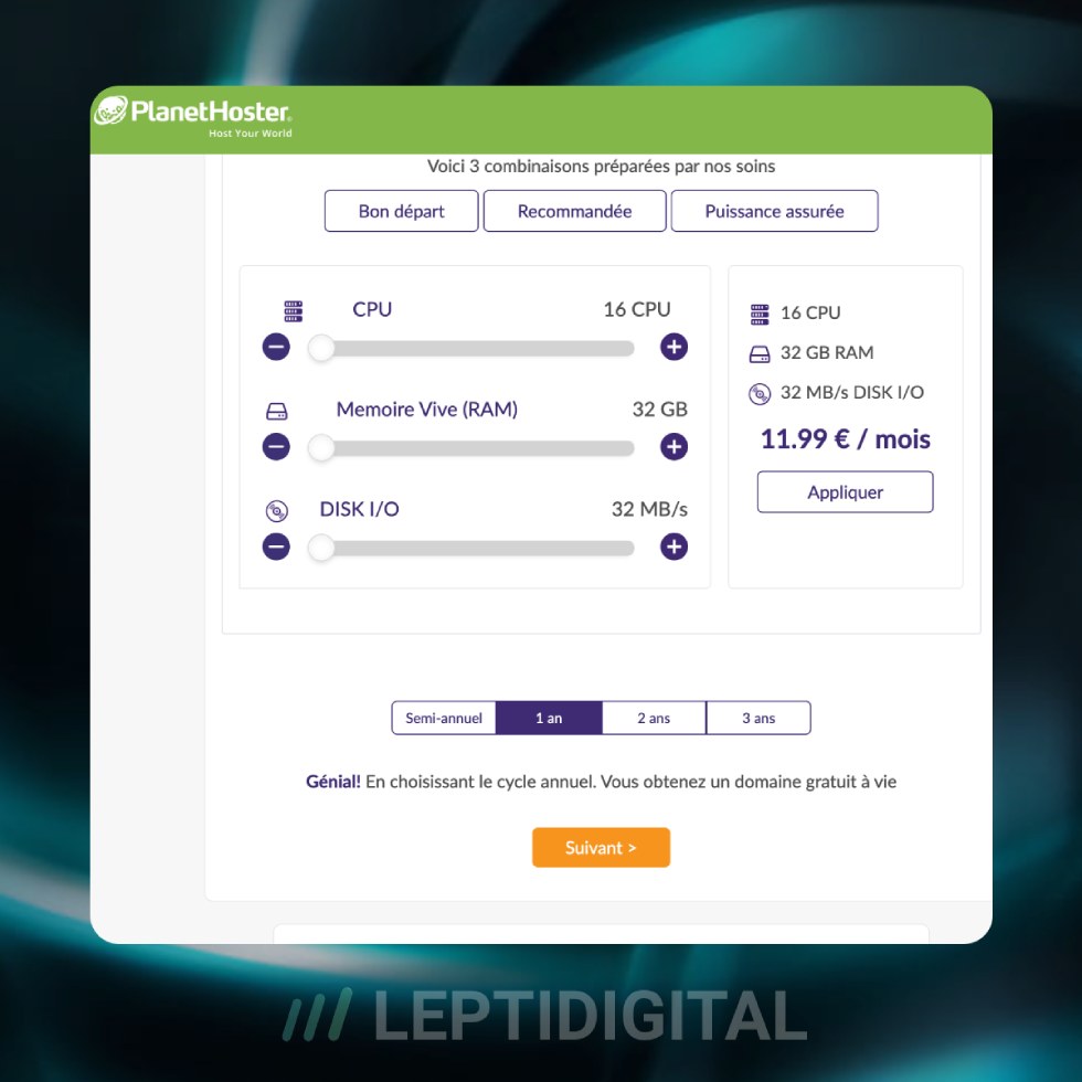 PlanetHoster Options d'Hébergement