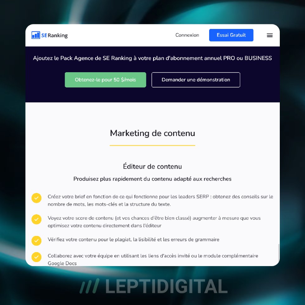 Éditeur Contenu SE Ranking